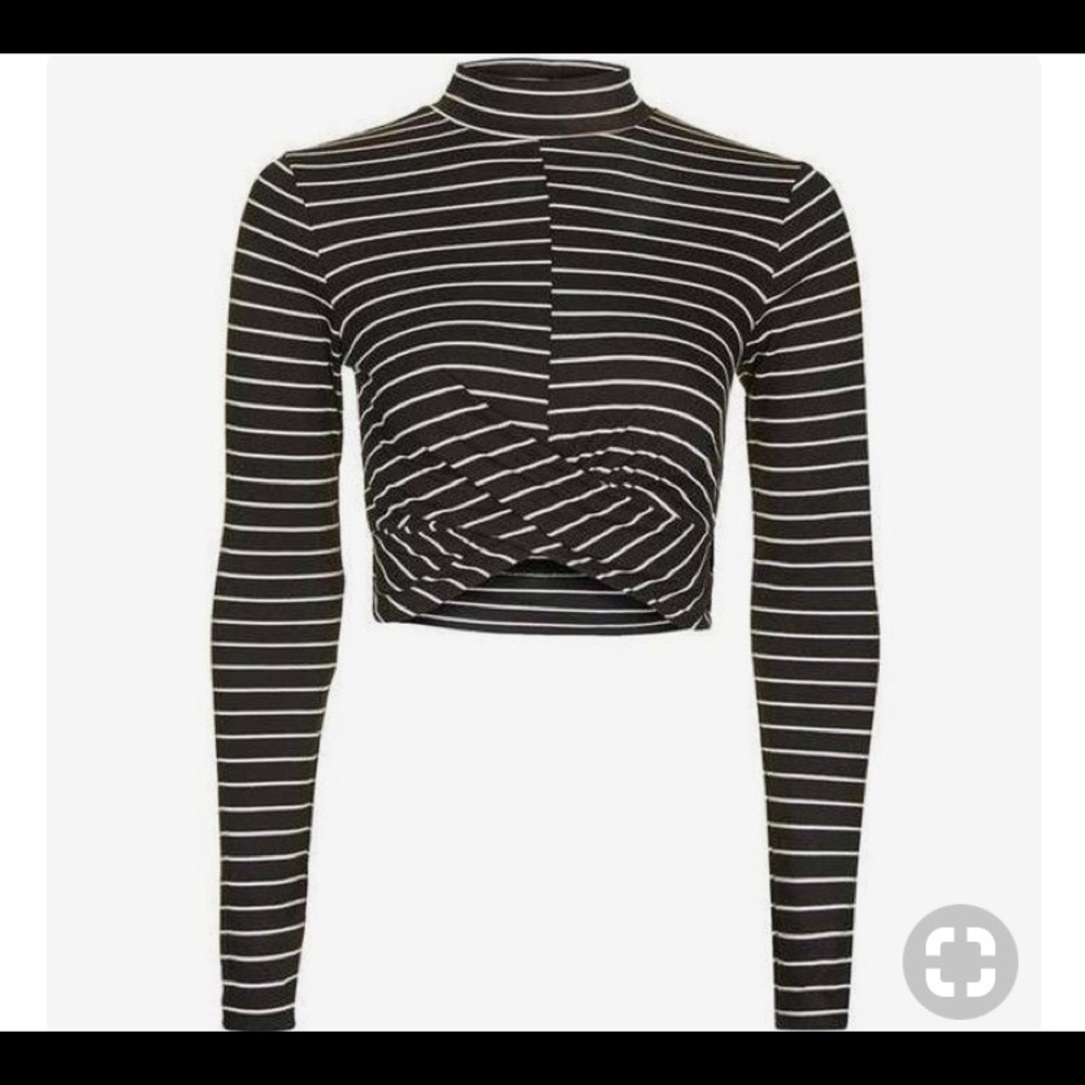 TOPSHOP Black striped crop top